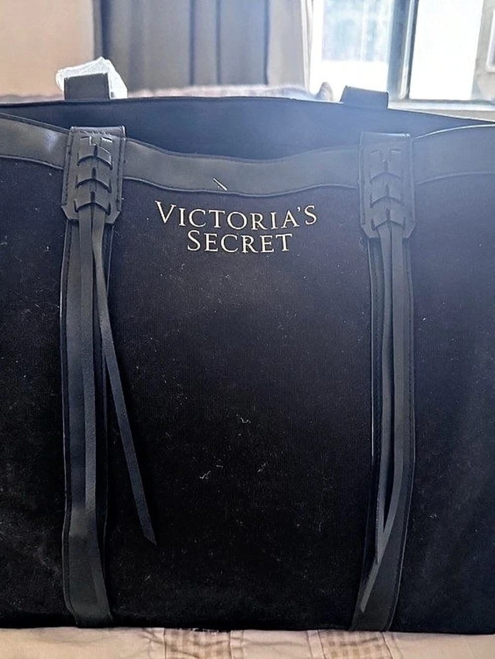Victoria's Secret Black Fringe Large Tote Bag